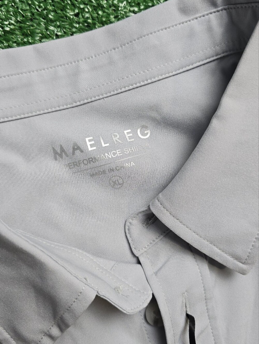 Maelreg Light Gray Performance Short Sleeve Button Down Shirt NWT Size XL